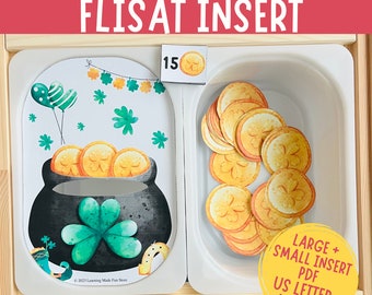 Pot of Gold Counting Flisat Insert, Patrick Count Activity, Printable Preschool Learning, Fine Motor Skills, Trofast Insert, Sensory Table