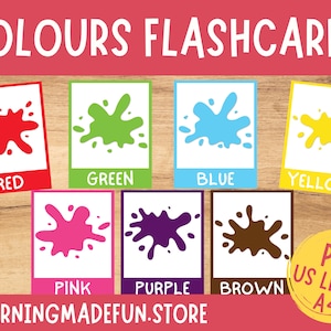 Cartes flash couleurs, affiches couleurs, cartes flash couleurs, cartes flash Montessori, couleurs d'apprentissage, cartes flash préscolaires imprimables pour les tout-petits