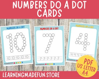 Numbers Do a Dot Aktivität: Vorschul-Ablaufverfolgungskarten (Digitaler Download)
