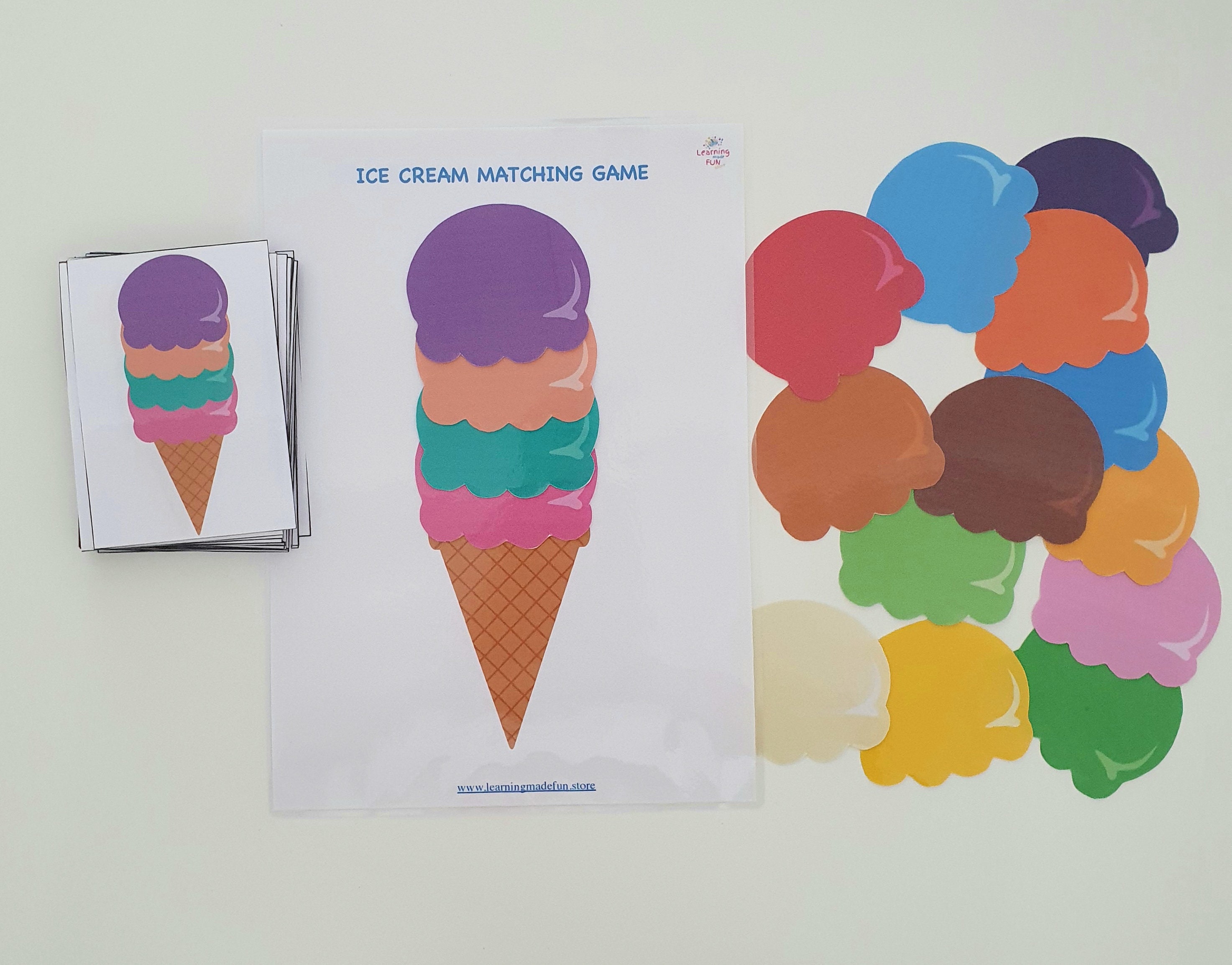 ice cream color pattern matching game summer printable games etsy