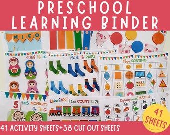 Preschool Learning Binder, Busy Book Printable, Pre k Learning Activities, Toddler Learning Folder, Busy Book Toddler, Preschool Binder