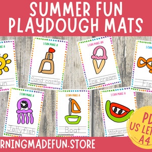 Tapetes de plastilina de verano Habilidades motoras finas Tarjetas visuales Tapetes de plastilina Actividades imprimibles para niños pequeños Educación en el hogar Jardín de infantes Recursos para prekínder