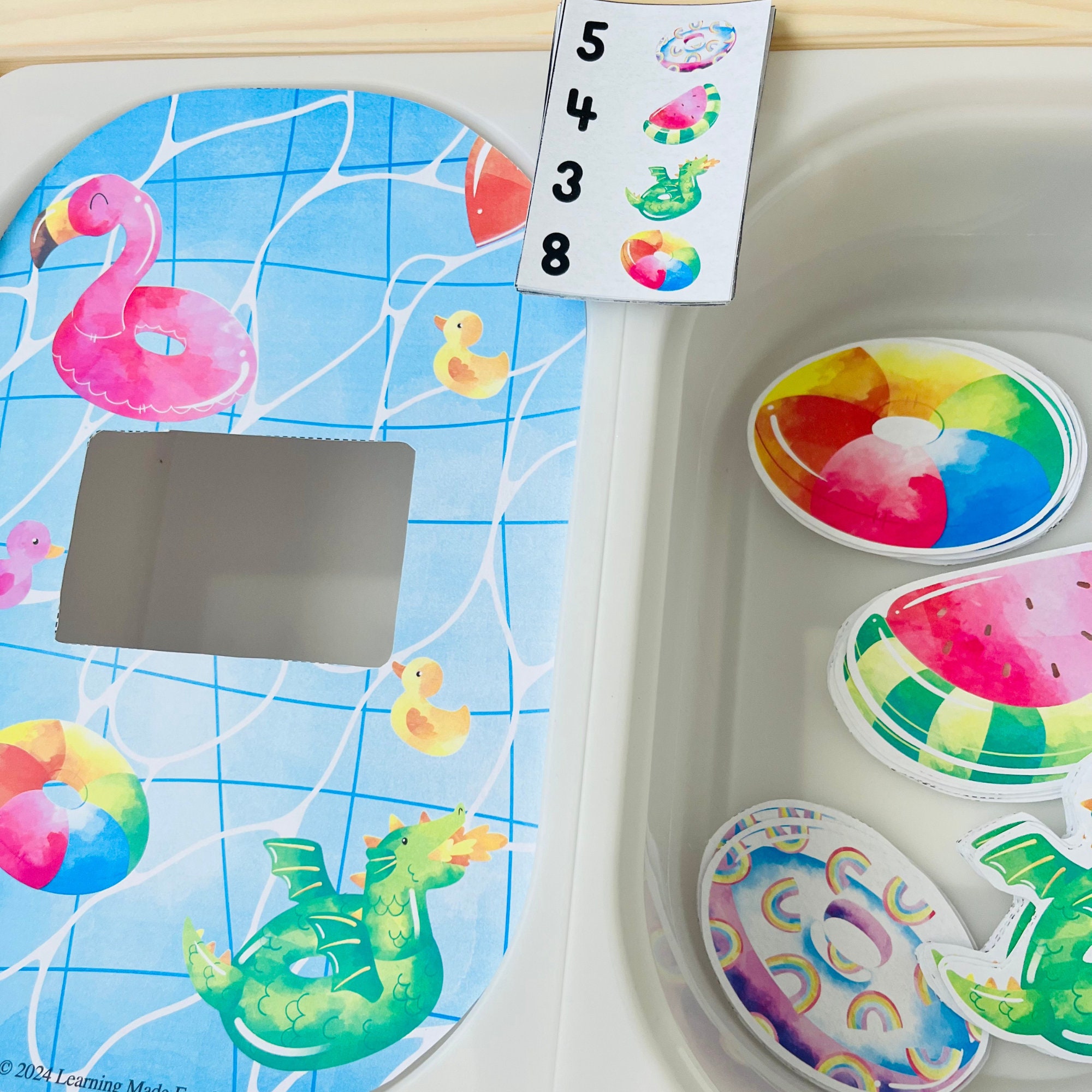 Pool Floaties Counting Flisat Insert: Summer Sensory Play (printable ...