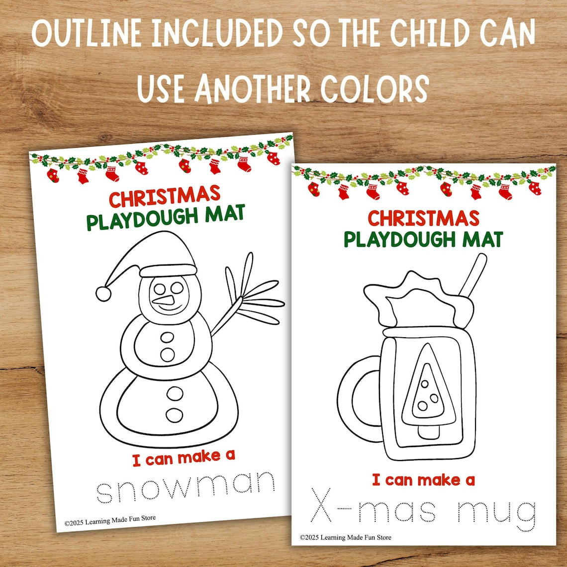 Christmas Playdough Mats | Holiday Fine Motor Skills (PDF) - Etsy