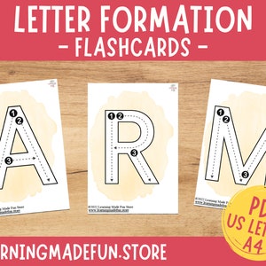 Tarjetas flash de formación de letras, Tarjetas de aprendizaje del alfabeto, Tarjetas ABC, Aprender a escribir, Centro de alfabetización, Preescolar, Jardín de infantes, Educación en el hogar