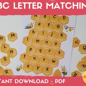 ABC Matching Game, Letter Matching, Alphabet uppercase and lowercase matching, ABC Learning activities for kids, Homeschool Preschool