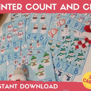 Winter Count and Clip Cards: Numbers 1-10 (Digital Download)