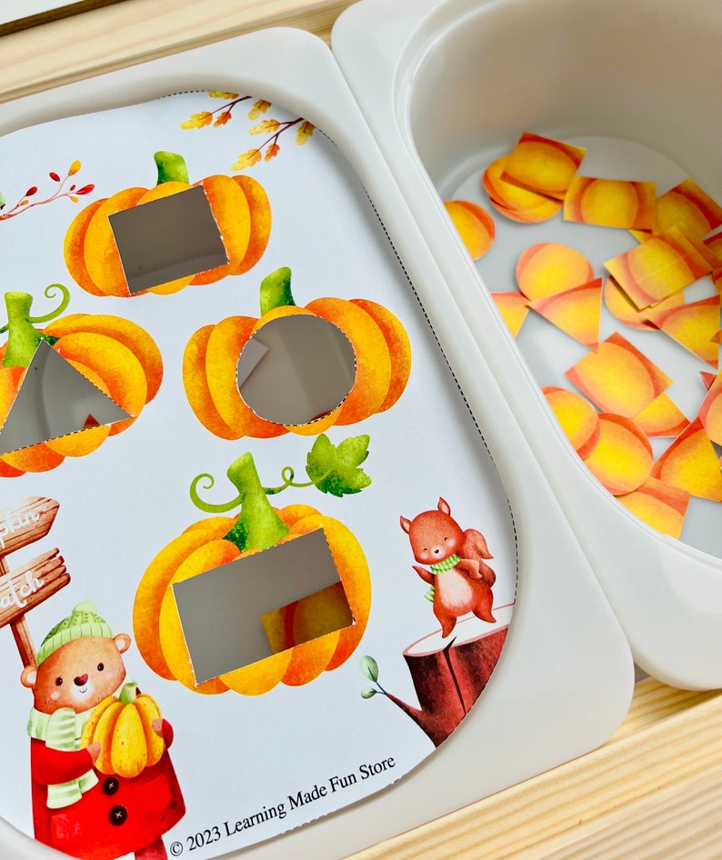 Pumpkin Shape Sorting Flisat Insert, Preschool Learning (digital ...