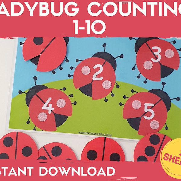Bugs Counting Activity, Numbers 1-10 Count, Count activities for toddlers, Homeschool Learning, Preschool Printable, Counting worksheets