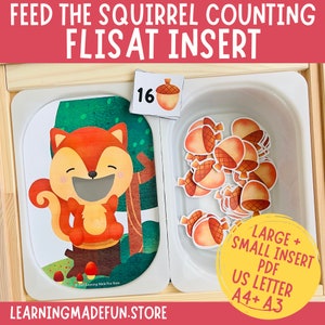 Squirrel Counting Flisat Insert, Preschool Learning (Printable)