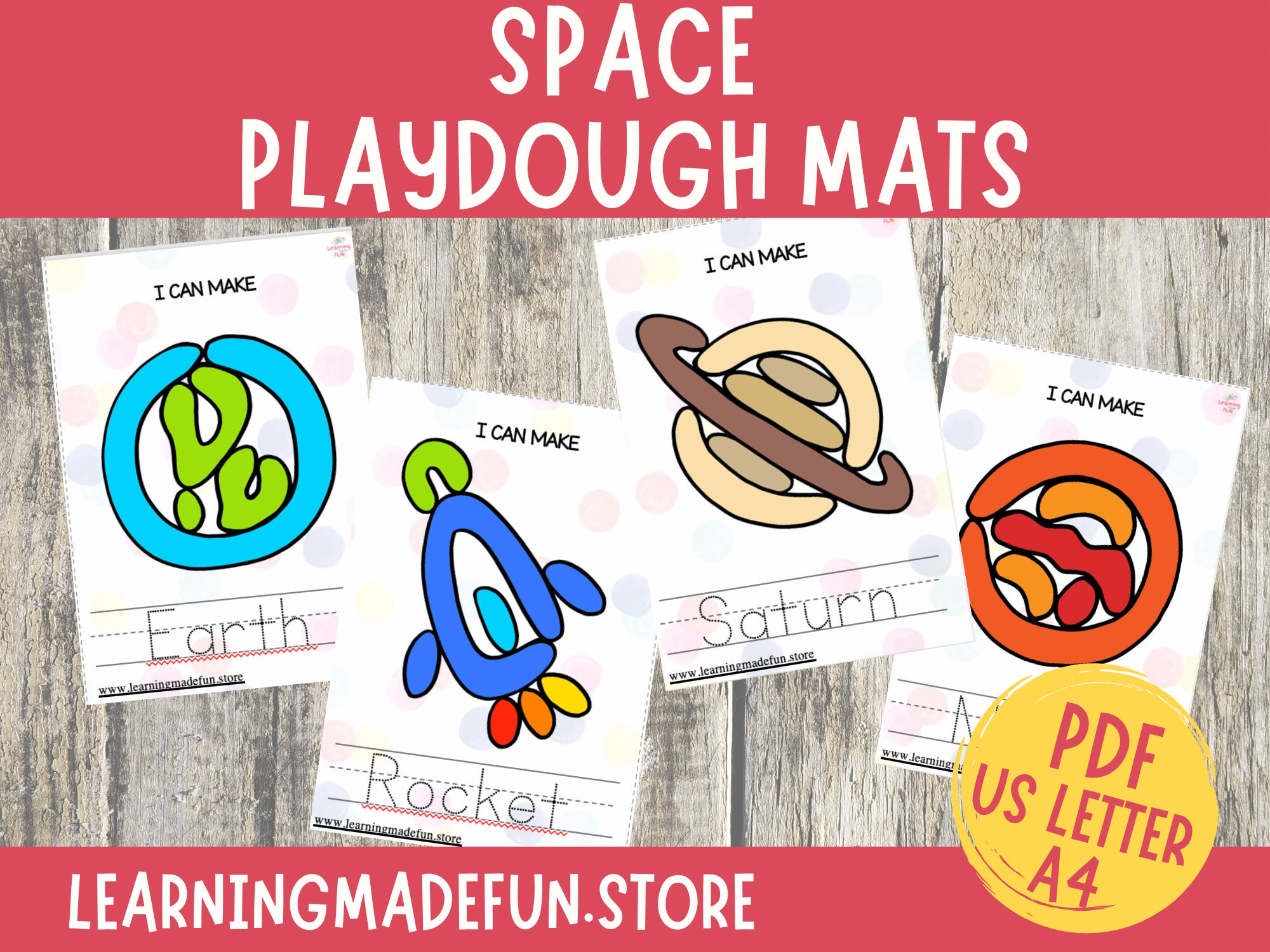 Space Playdough Mats Free Printable - Fun-A-Day!