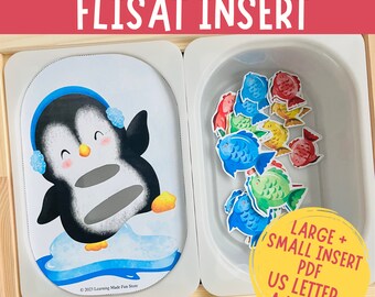 Inserto Flisat para clasificar pingüinos por tamaño, mesa sensorial de invierno (descarga digital)