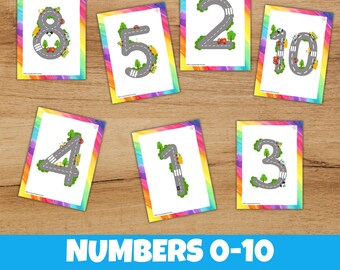 Printable Numbers 0-10 Cards Posters Vehicles Theme Early Math Learning for Toddlers & Preschool Kids – Perfect for Homeschooling
