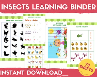 Insects Learning Binder: Preschool Worksheets, Toddler Games (PDF)