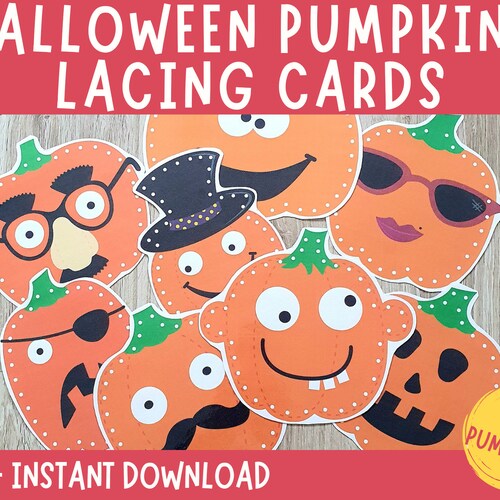 Pumpkin Printable Lacing Cards Toddler Fine Motor Skill - Etsy
