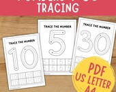 Tracing Numbers 1-30 Worksheets: Kindergarten Homeschool Math (PDF Download)