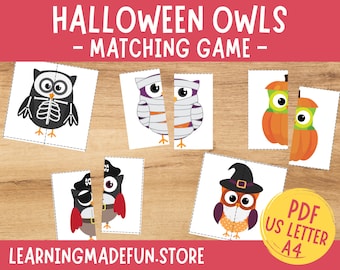 Halloween Matching Activity, Halloween Party Favors, Owls Game, Toddler Activities, Learning Activity Kids, Preschool Games, Autumn Center
