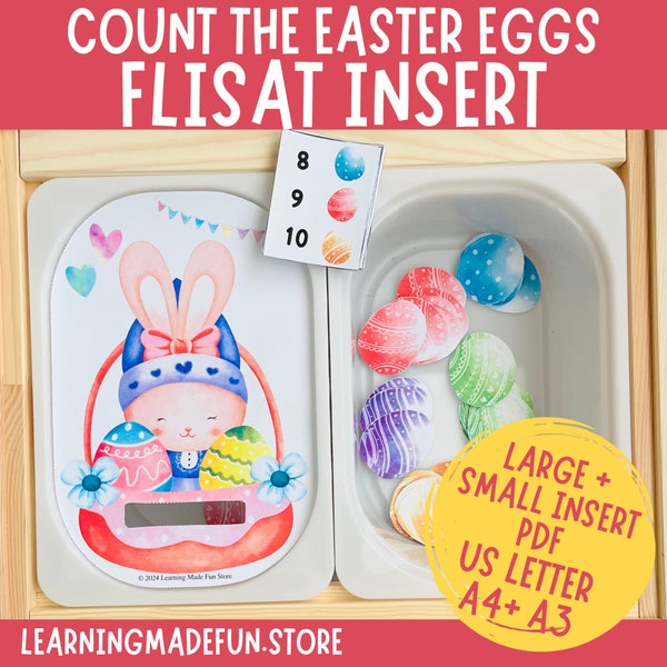 Easter Eggs Counting Printable Flisat Insert, Trofast Insert, Preschool Pretend Play, Toddler Dramatic Play, for Sensory Table, Count to 10