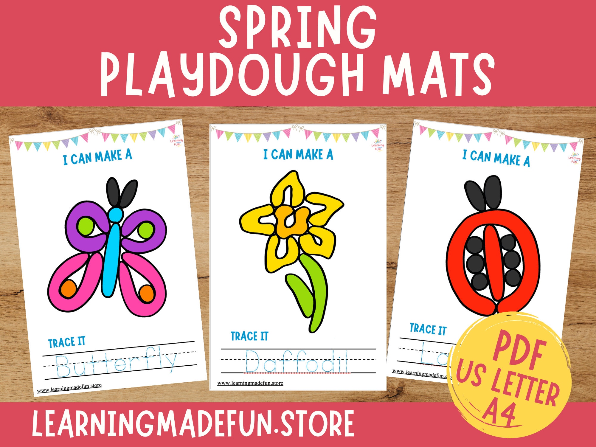 SPRING Play Dough Mats, Printable Play Doh Toddler Activitiy, Spring  Homeschool Montessori Kindergarten Pre-k Preschool Centers Bugs Flowers 