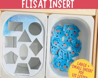Inserto de Flisat para clasificar formas de muñecos de nieve: Actividad preescolar de invierno (Descarga digital)