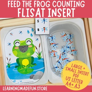 Feed the Frog Counting, Printable Flisat Insert, Trofast Insert, Preschool Pretend Play, Toddler Dramatic Play, Sensory Table, Pond Activity