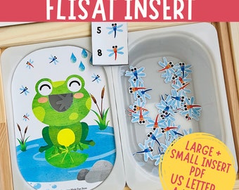 Feed the Frog Counting, Printable Flisat Insert, Trofast Insert, Preschool Pretend Play, Toddler Dramatic Play, Sensory Table, Pond Activity