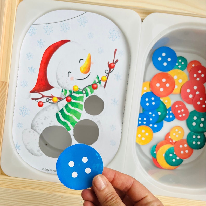 Snowman Button Sort Snowman Button Size Sorting Flisat Insert, Winter Preschool (digital ...