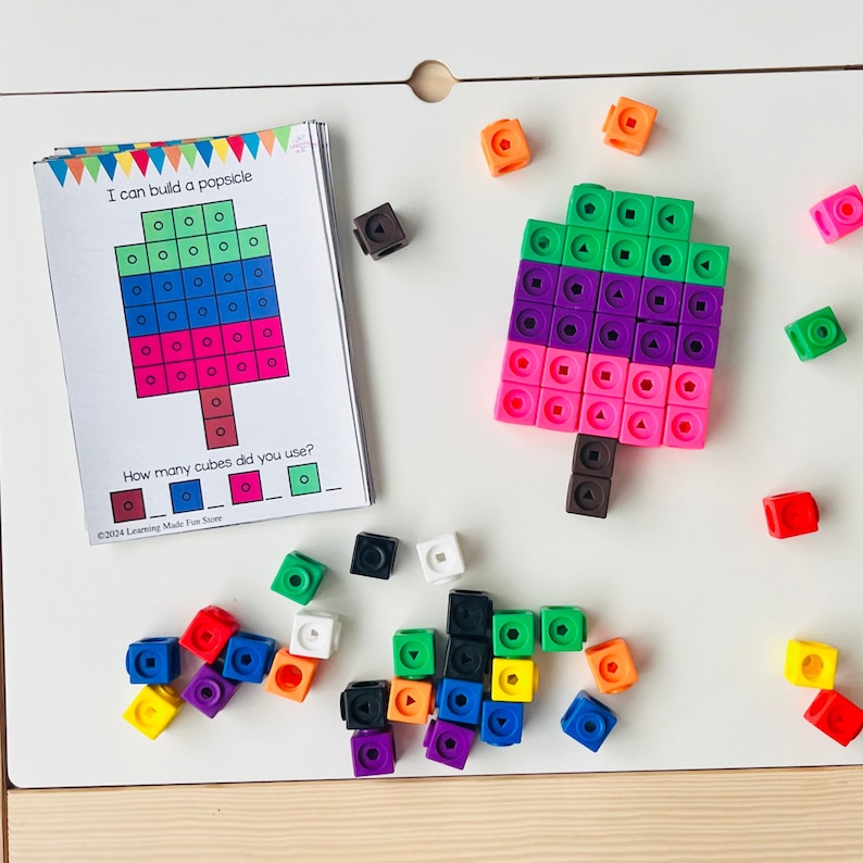 Summer Snap Cubes Mats: Preschool Math Game (PDF Download) - Etsy