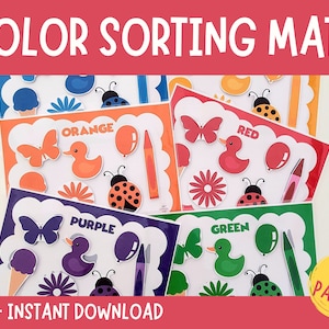 Color Matching Activities, Color Sorting, Toddler Busy Book, Printable Busy Book, Learning Binder, Preschool activities, Colors Learning
