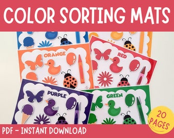 Color Matching Activities, Color Sorting, Toddler Busy Book, Printable Busy Book, Learning Binder, Preschool activities, Colors Learning