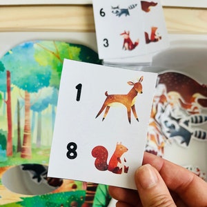 Forest Animals Counting, Printable Flisat Insert, Trofast Insert, Preschool Pretend Play, Toddler Dramatic Play, for Sensory Table, Woodland image 3