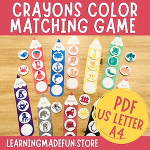 Colors Matching Activities, Colour Sorting, Toddler Busy Book, Printable Busy Book, Learning Binder, Preschool activities, Color match game