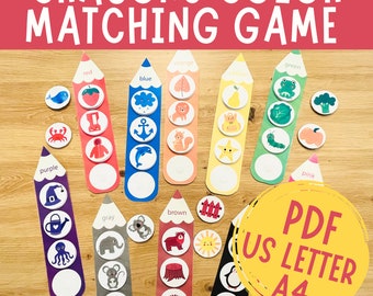 Color Matching Game: Crayon Theme, Toddler Learning (PDF)