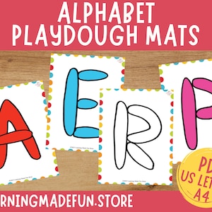 Alphabet Play Doh Cards Toddler Activities ABC Play Dough Mats Preschool Kindergarten Pre-K Homeschool Resources Montessori Printable