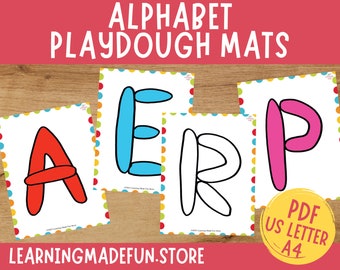 Alphabet Play Dough Mats: ABC Learning Cards (Digital Download)