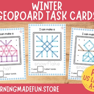 Winter Geoboard Task Cards, Winter Unit Activity Mats, Preschool Centers, Fine Motor Skills, Learning Activities for Toddler, Morning Basket