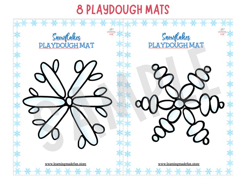 Snowflakes Play Dough Mats, Printable Play Doh Toddler Activities, Preschool Fine Motor Mats, Snowflakes Theme, Winter Activity, Unit Study image 4