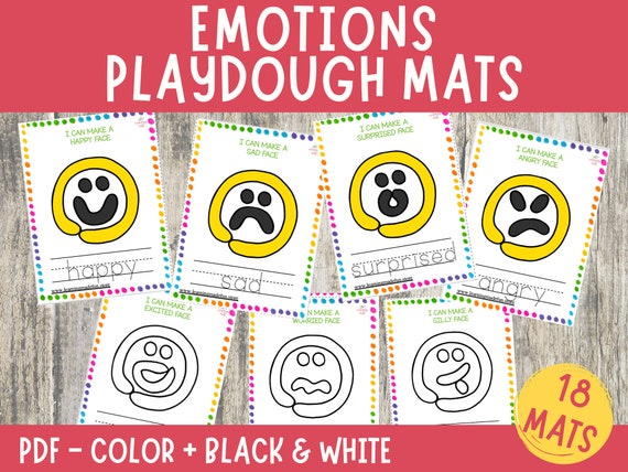 Feelings Play Dough Mats, Emotions Cards, Play Doh Mat Visual