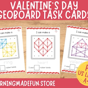 Valentines Day Geoboard Task Cards, Activity Mats, Preschool Centers, Fine Motor Skills, Learning Activities for Toddler, Morning Basket