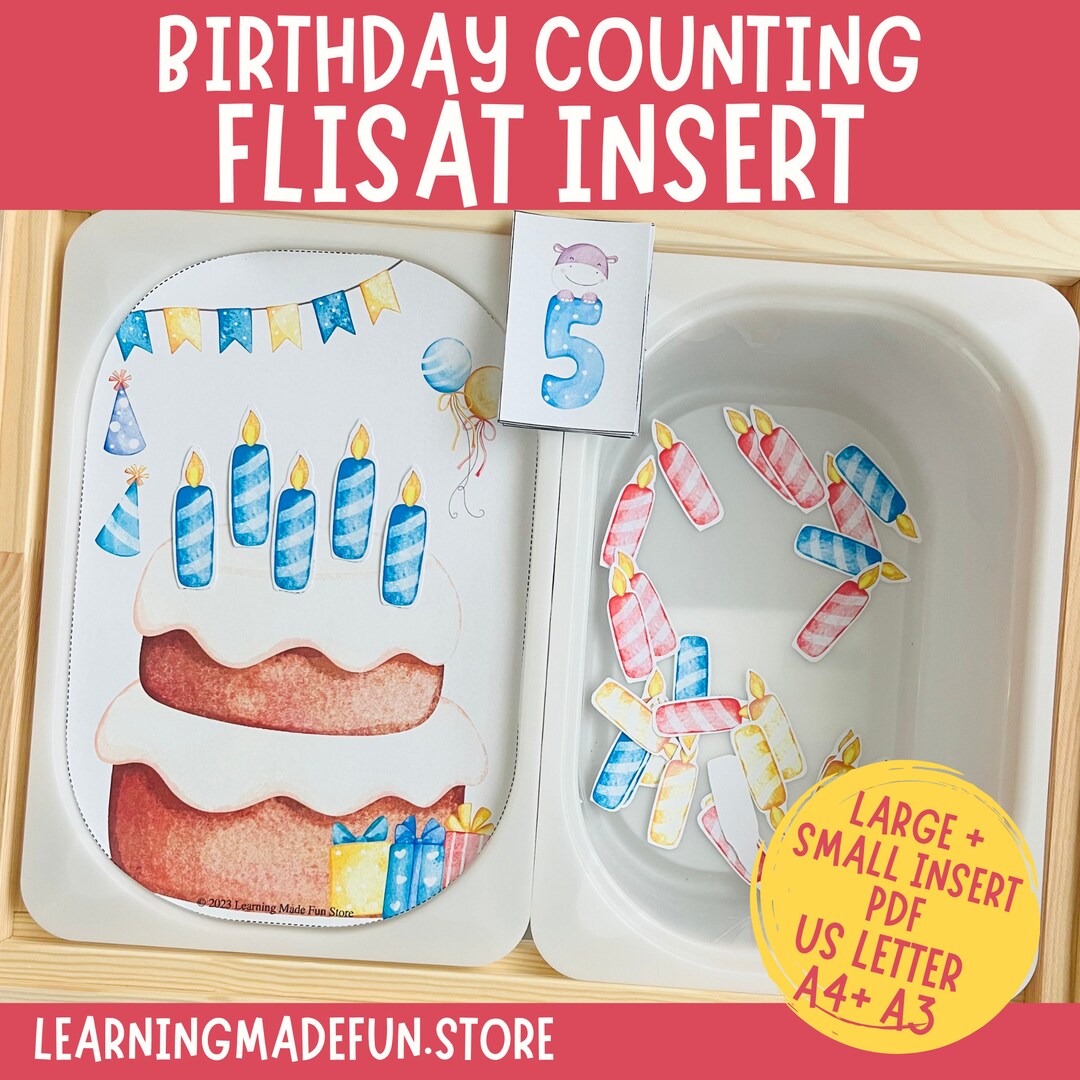 Birthday Cake Flisat Insert, Christmas Counting Activity, Printable ...