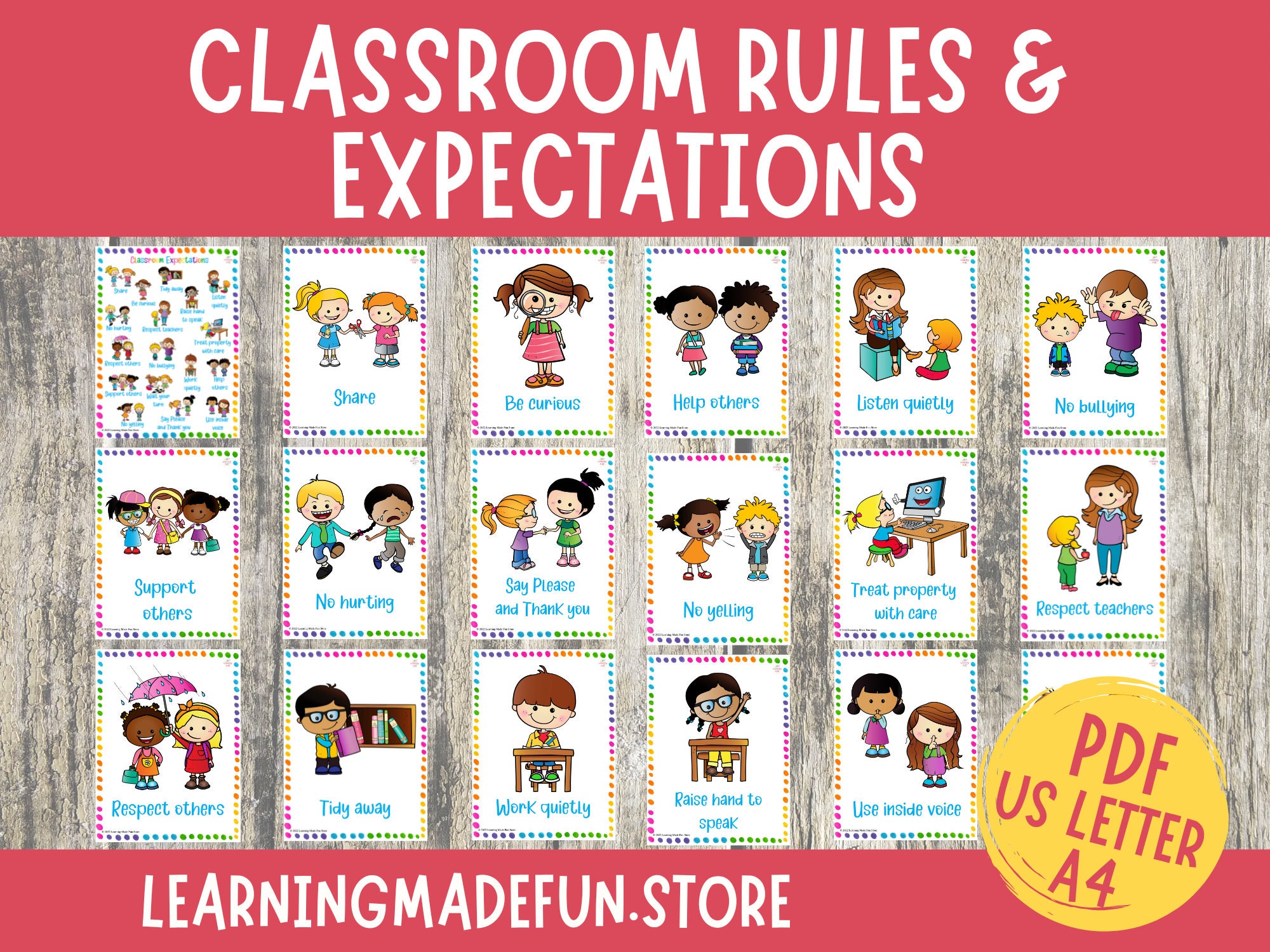 thumbnail image 2 of Set Of 16 A4 Classroom Manners Posters For Primary School - Pedagogs Teaching Display 2 of 3