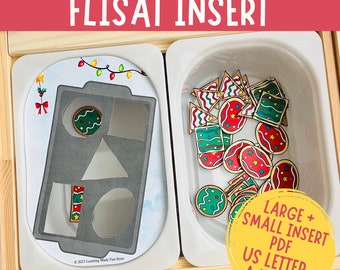 Christmas Shapes Sorting Printable Flisat Insert, Trofast Insert, Preschool Pretend Play, Toddler Dramatic Play, Sensory Table, X mas