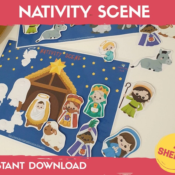 Nativity Scene Activity, Christmas Game Matching, Christmas Busy Book, Preschool Printable, Learning Activities for 2 years old, Busy Bag