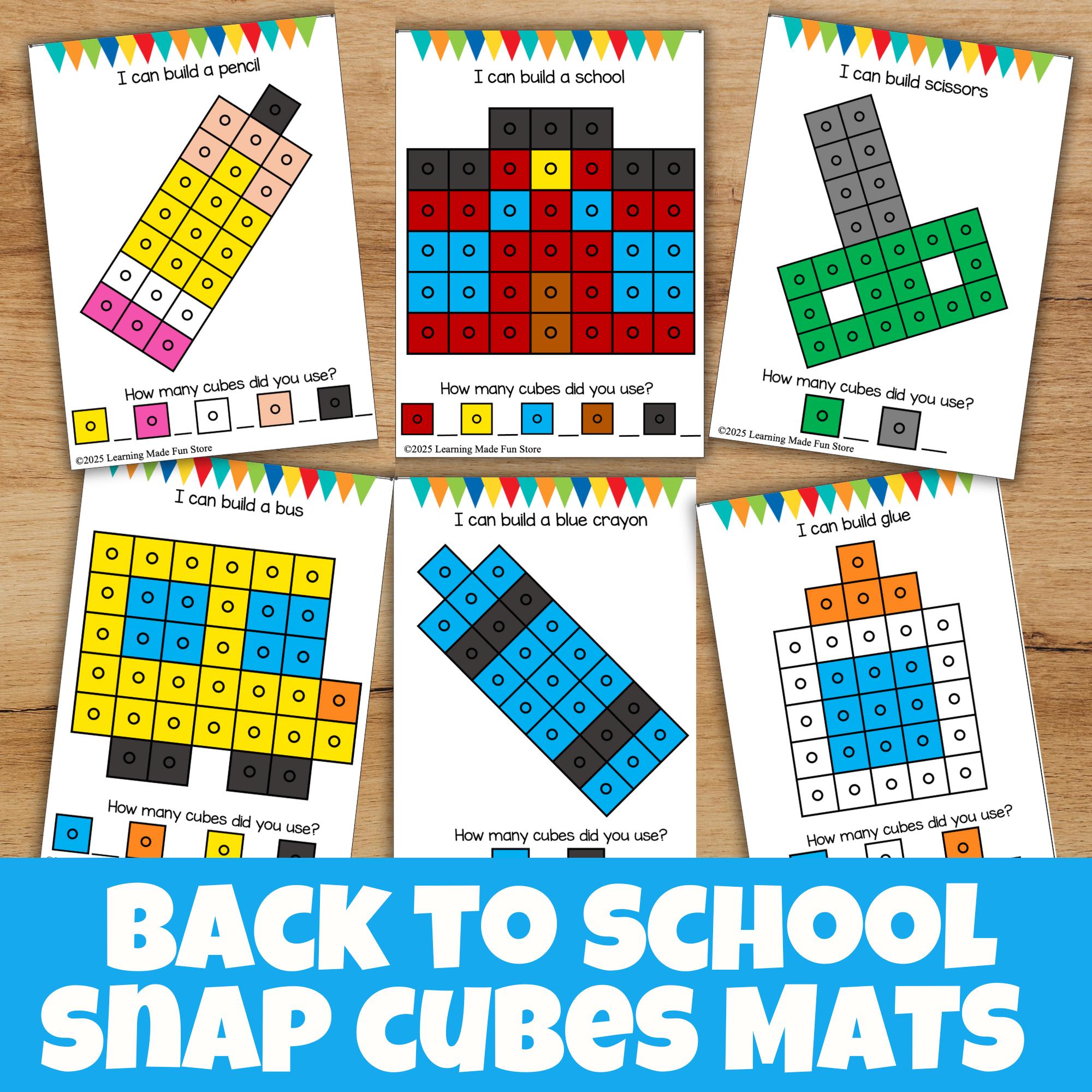 Back to School Snap Cube Mats – Fine Motor Skills Activity (PDF