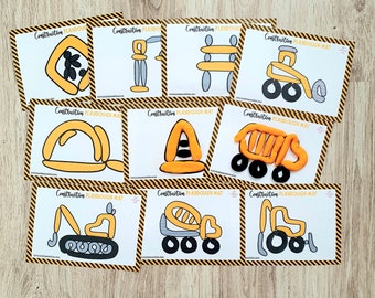 Construction Play Dough Mats, Printable Play Doh Toddler Activities,  Preschool Fine Motor Mats, Construction Theme, Construction Activity 