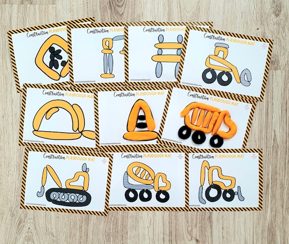 Construction Play Dough Mats, Printable Play Doh Toddler