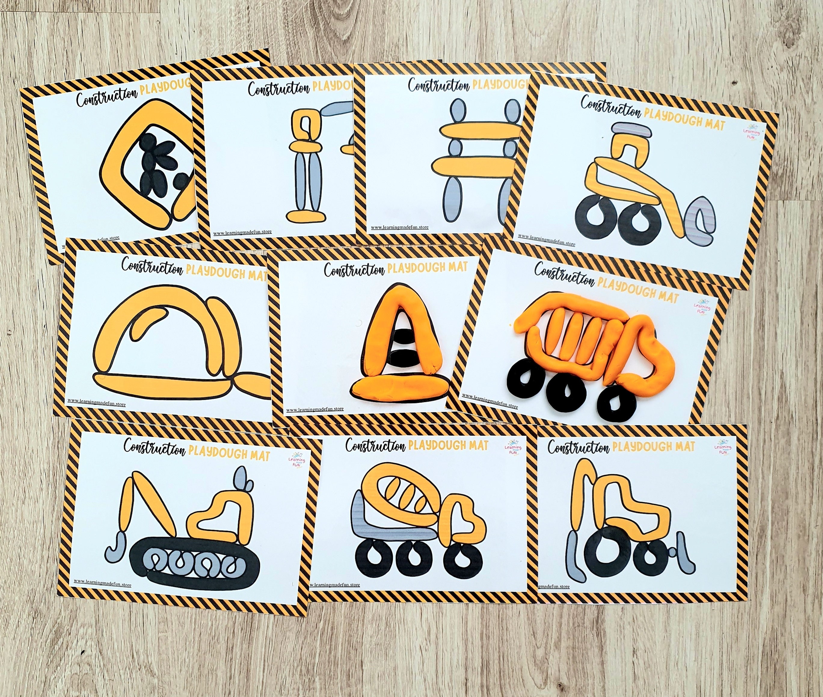 5 Printable Play Doh Mats, Construction Play Dough Mats, Dump Truck Playdough  Mat, Playdough Mats for Boys, Construction Playdough Mat 