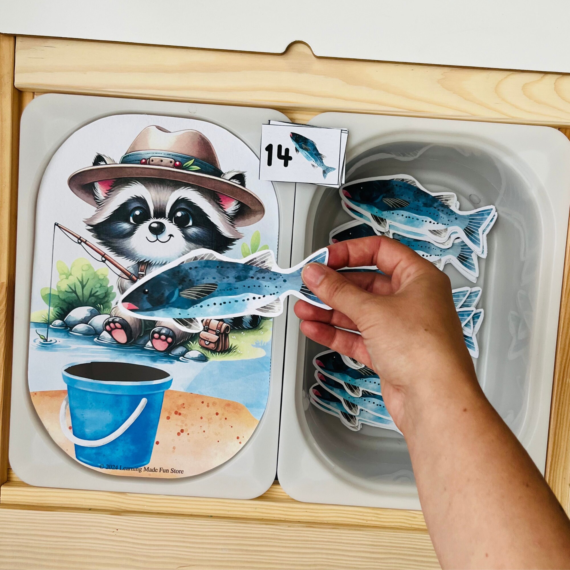Raccoon Fishing Counting Flisat Insert, Preschool Printable (PDF ...