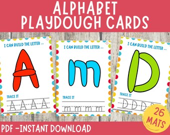 Alphabet Play Dough Cards: ABC Learning Mats (Digital Download)