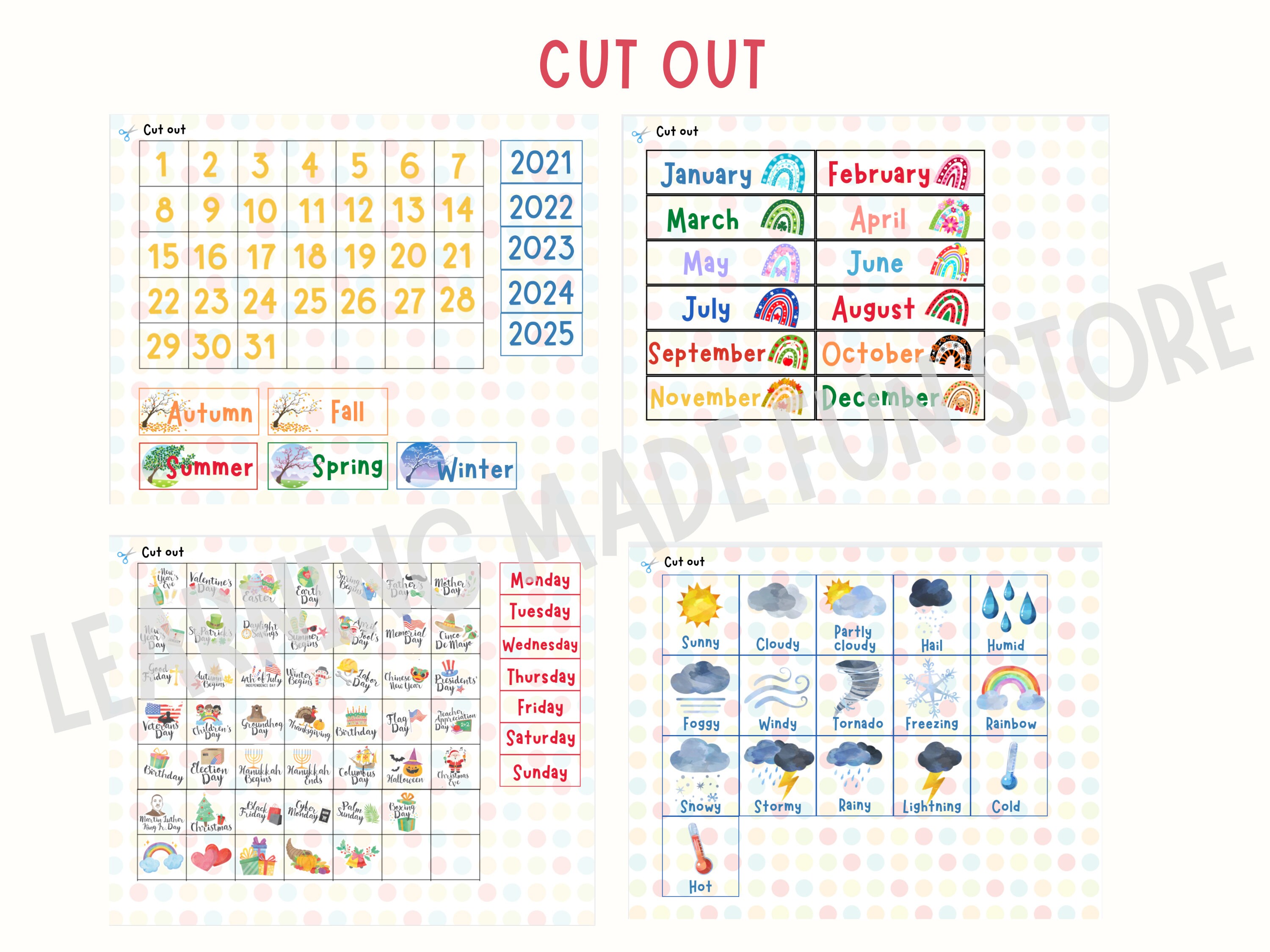 Perpetual Calendar Printable Classroom Calendar Homeschool | Etsy